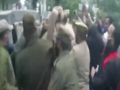 Roshni Scam: BJP workers protest outside Farooq Abdullah's residence
