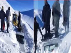 Bandipora: Vehicles trapped in snow rescued by Indian Army