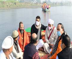 कुंभ की तैयारियों का जायजा लेने पहुंचे मंत्री श्रीकांत शर्मा, नाव में भी हुई सवार | ABP Ganga 