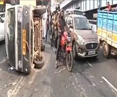 গাড়ি উল্টে বিপত্তি, অফিস টাইমে AJC Bose উড়ালপুলে দীর্ঘ যানজটে নাকাল যাত্রীরা