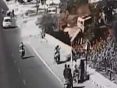 Truck falls in sewer after colliding with bike in MP's Rajgarh