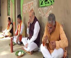 এক ডজন গল্প: উচ্ছে ভাজা-শুক্তো, রসগোল্লা-চাটনি, বঙ্গ সফরে পাত পেড়ে খেলেন অমিত শাহ