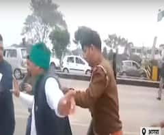 Agra: Bhartiya Kisan Union के नेता और पुलिस की नोंकझोंक का वीडियो वायरल| ABPGanga