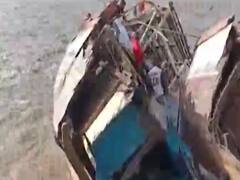 જાફરાબાદના દરિયામાં શાંતા સાગર નામની બોટ પથ્થર સાથે અથડાતા અકસ્માત, જુઓ વીડિયો