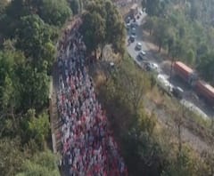 Kisan Sabha Agitation | 'माझा'च्या ड्रोनने टिपलेला कसारा घाटातील शेतकरी मोर्चाचा प्रवास