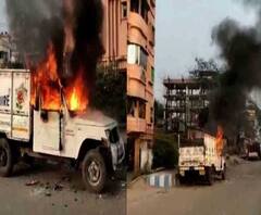 BJP: বর্ধমানে বিজেপি-র গোষ্ঠীদ্বন্দ্ব, দু’টি পণ্যবাহী গাড়িতে আগুন