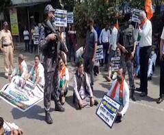 भाजप नेते किरीट सोमय्या यांचं अलिबागमध्ये आंदोलन; ठाकरेंच्या जमीन व्यवहाराच्या चौकशीची मागणी