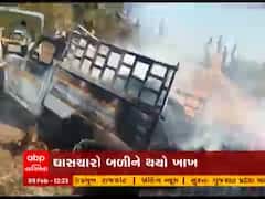 Banaskantha: દિયોદરમાં પીકઅપ વાનમાં લાગી આગ, ઘાસચારો બળીને ખાખ