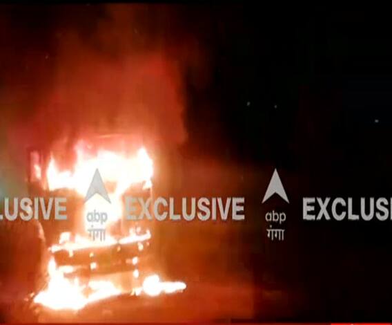 ग्रेटर नोएडा में ट्रक बना आग का गोला, ड्राईवर ने ऐसे बचाई अपनी जान। @ABPGanga 