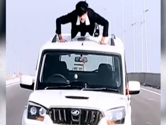 विधायक के बेटे का जानलेवा स्टंट, पुलिस ने काटा चालान